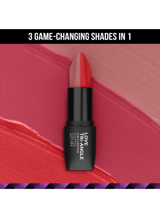 Staze 9to9 3 in 1 Lipstick | 3 Unique Shades in 1 | 12 HRS Long Lasting, Transferproof | Non-drying Formula with Intense Color Payoff | 02 Scarlet Whisper | 3.8 g - Image 3